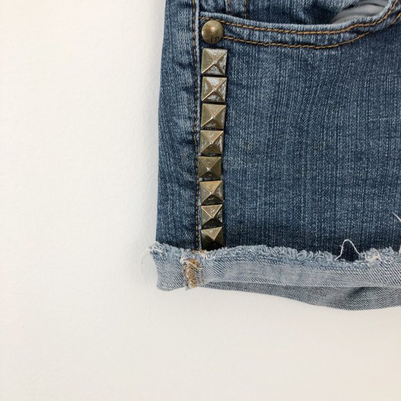 Free People Studded Punk Rock Cutoff Denim Shorts - Picture 4 of 6